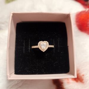 Heart-Shaped Gold and Silver Ring